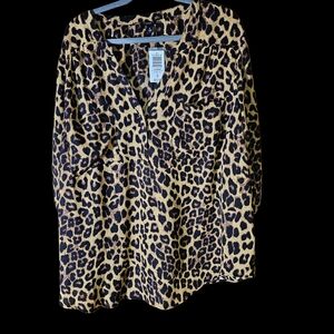 Torrid Leopard Print Long Sleeve Blouse